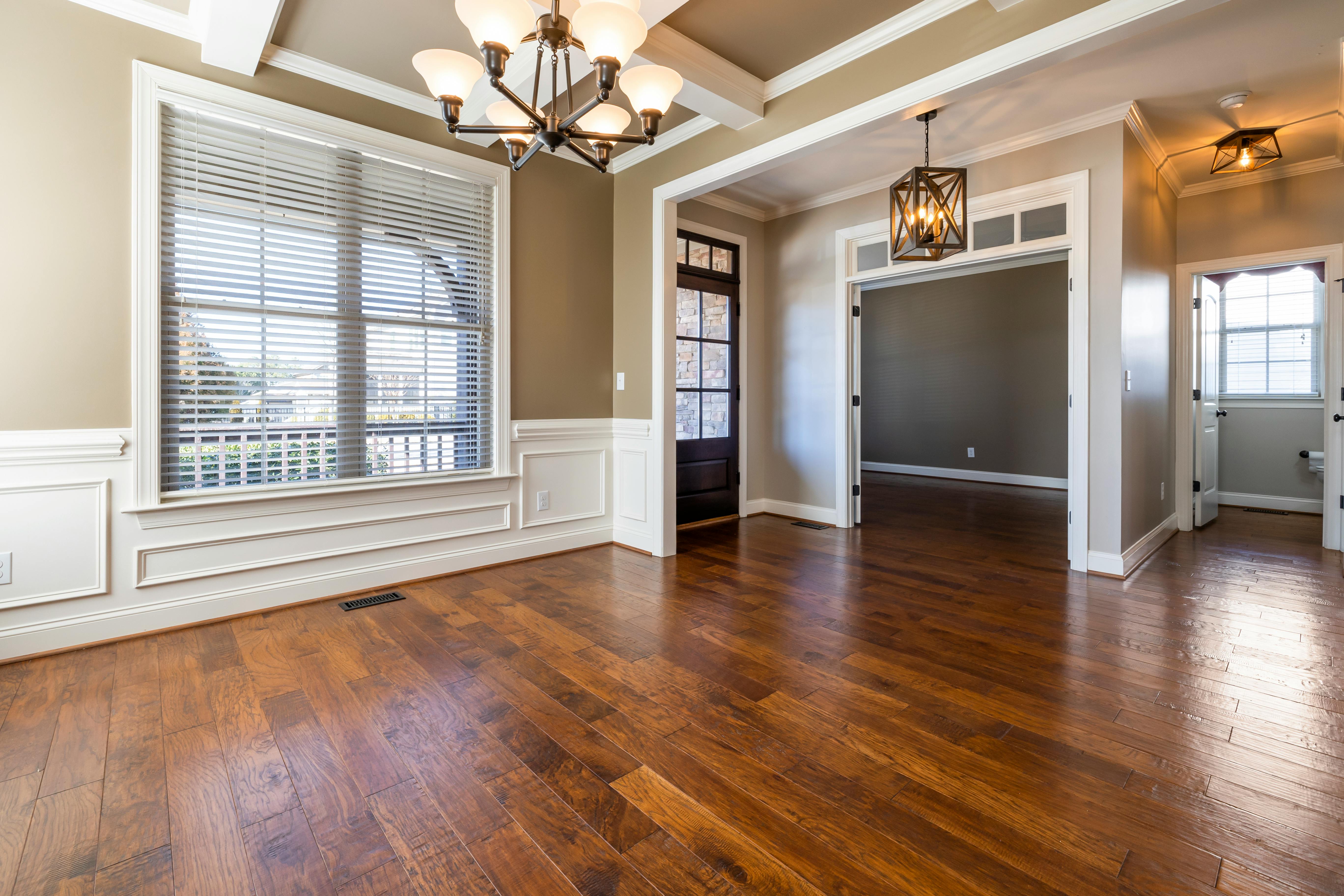 Hardwood floor installation in residential home
